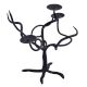 Twisted Vein and Leaf 3 Legged Wrought Iron Double Candle Holders